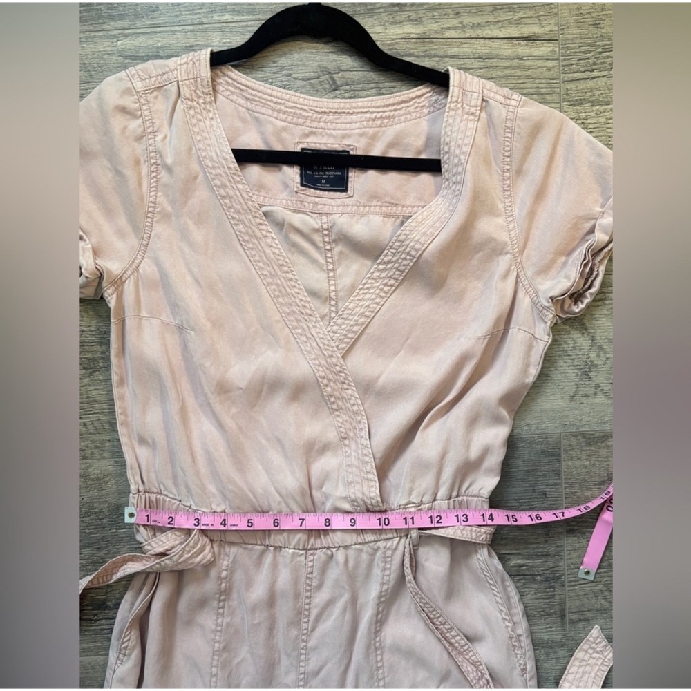 Abercrombie & Fitch Womens Jumpsuit Pink V-Neck Short Sleeve Belted Casual - Picture 9 of 10